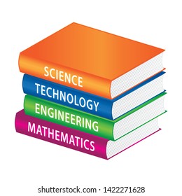 STEM Education subjects. Stack of books. Vector education icon.
