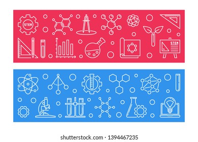 STEM Education vector concept outline creative banners