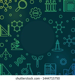 STEM Education vector concept outline colored frame or illustration on dark background