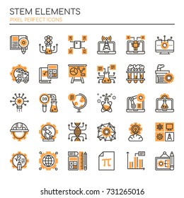 STEM Elements , Thin Line and Pixel Perfect Icons
