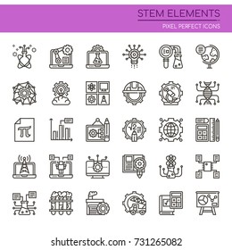 STEM Elements , Thin Line and Pixel Perfect Icons
