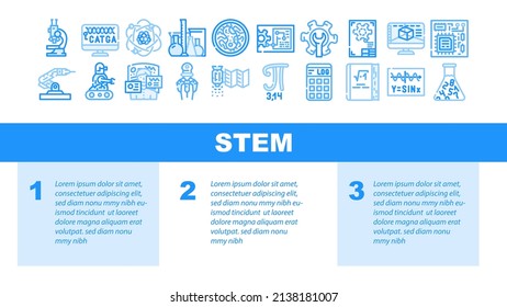 Stem Engineer Process And Science Landing Web Page Header Banner Template Vector. Educational Book And Trigonometry Formula, Stem Engineering Processing Laboratory Researching, Software Illustration