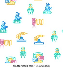 Stem Engineer Process And Science Vector Seamless Pattern Color Line Illustration