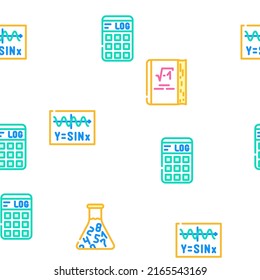 Stem Engineer Process And Science Vector Seamless Pattern Color Line Illustration