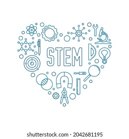 STEM Heart-Shaped concept vector illustration. Science, Technology, Engineering and Mathematics Banner