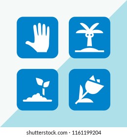 stem icon. 4 stem set with palm, palm tree, tulip and bud vector icons for web and mobile app