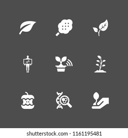 stem icon. 9 stem set with tree, budding leaves, cotton and apple vector icons for web and mobile app
