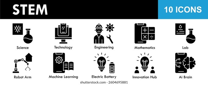 STEM icon collection set. Containing design stem, technology, science, education, classroom, learning
