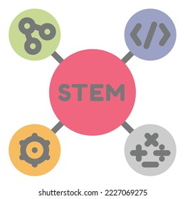 Stammsymbol flache Farbe, Technologie, Bildung 