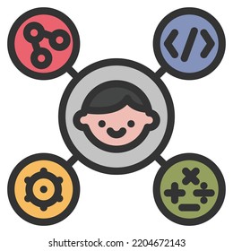 stem icon line color vector illustration