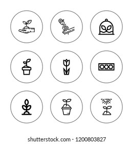 Stem icon set. collection of 9 outline stem icons with bamboo, plant, plants, sprout icons. editable icons.