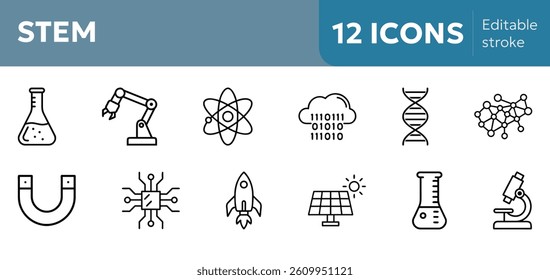 STEM icons featuring science and technology 