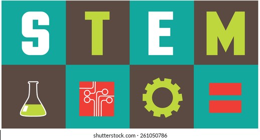 STEM icons flat design. EPS10 vector illustration for advertising, promotion, poster, flier, blog, article, social media, marketing, education