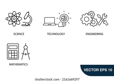  STEM icons set .  STEM pack symbol vector elements for infographic web