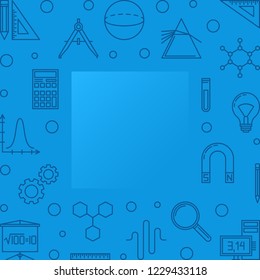 STEM learning blue square frame. Vector concept illustration or background in thin line style