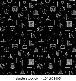 Stem Learning Vector Dark Minimal Seamless Pattern In Thin Line Style