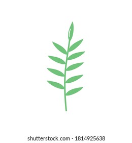 stem with leaves icon over white background, flat style, vector illustration