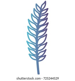 stem with leaves on gradient color silhouette from blue to purple vector illustration