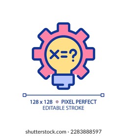 STEM in mathematics pixel perfect RGB color icon. Math lessons improvement. Alternative educational methods. Isolated vector illustration. Simple filled line drawing. Editable stroke