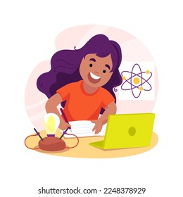 STEM online class isolated cartoon vector illustration. Academics virtual camp, science online class, STEM project, digital after school program, distance learning for kids vector cartoon.