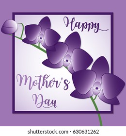 Stem of orchids Mother's Day card in vector format.