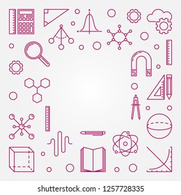 STEM red square frame with white background. Vector concept illustration in thin line style