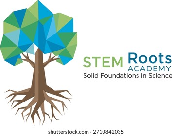 Academia de Raíces STEM: Educación de Ciencia con Fundamentos Sólidos Ilustración vectorial