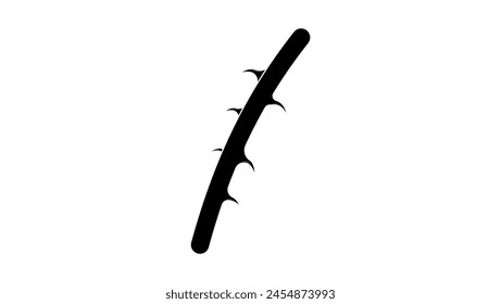 The stem of a rose, black isolated silhouette