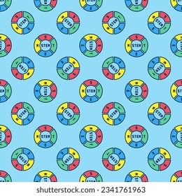 STEM round vector concept colored seamless pattern