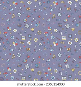 STEM - Science colorful seamless pattern - vector Back to School concept modern background 