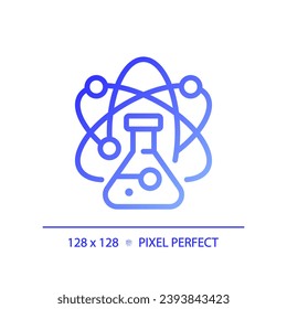 STEM en el icono de vector lineal de gradiente perfecto en píxeles de ciencia. Tecnología de minería de datos en educación. Métodos de investigación. Símbolo de color de línea delgada. Pictograma de estilo moderno. Dibujo de contorno aislado del vector