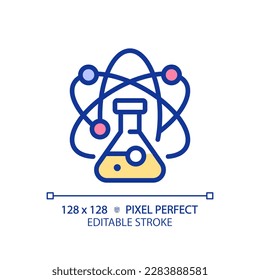 STEM in science pixel perfect RGB color icon  Data mining technology in education  Researching methods for students  Isolated vector illustration  Simple filled line drawing  Editable stroke