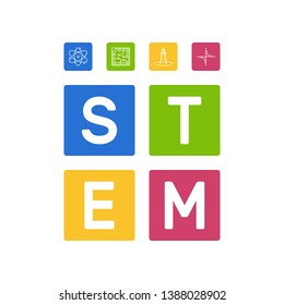 STEM - Science, Technology, Engineering and Mathematics vector concept illustration on white background