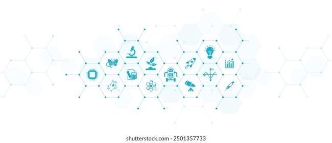 stem – science, technology, engineering, mathematics and science education – vector illustration