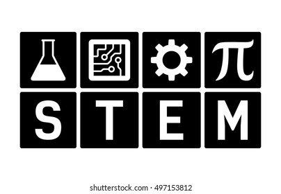 STEM - Science, Technology, Engineering And Mathematics Flat Vector Icon For Education Apps And Websites