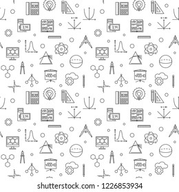 STEM Science vector minimal seamless pattern in thin line style