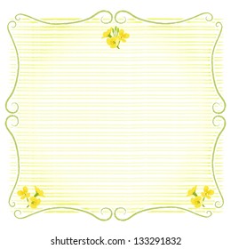 Stem shaped frame decoration with rape blossoms. Copy space. File contains Clipping mask and Transparency.