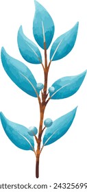 stem, sheet, tree branch, lot, art, thin, folk, decoration, blue, flower, floral, plant, leaf