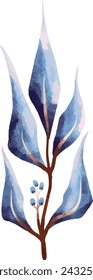 stem, sheet, tree branch, lot, art, thin, folk, decoration, blue, flower, floral, plant, leaf