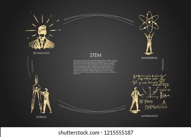 STEM, technology, engineering, mathematics, science vector set