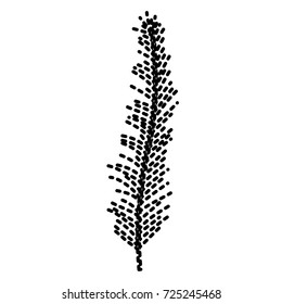 stem with thin leaves on dotted silhouette vector illustration
