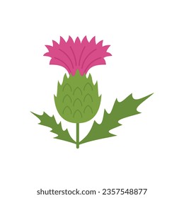 Stem thistle icon flat vector. Flower plant. Burdock seed isolated