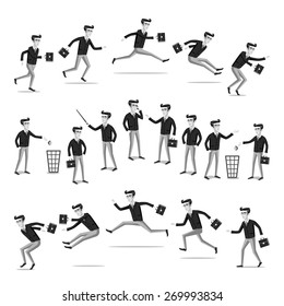 Stem the tide. Breast the current. Own way in business concept flat  web isometric infographic vector. Red businessman walk against crowd of grey usual men. Creative people collection.