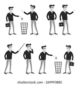 Stem the tide. Breast the current. Own way in business concept flat  web isometric infographic vector. Red businessman walk against crowd of grey usual men. Creative people collection.