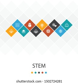 STEM trendy UI template infographics concept.science, technology, engineering, icons