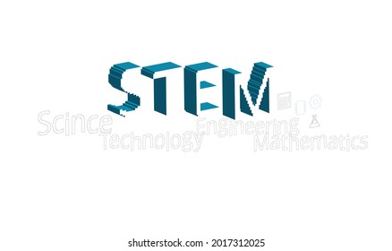 STEM vector concept pixel style illustration isolated