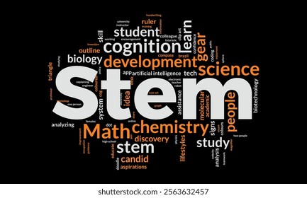 Stem word cloud template. Science,Technology,Engineering, Math concept vector tagcloud background.