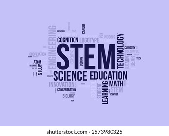 Stem word cloud template. Science,Technology,Engineering, Math concept vector tagcloud background.