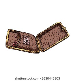 Caja de cerillas sin tallo dibujado a mano. Champán de cristal, vaso de flauta, vaso de cerilla sin tallo de Burdeos Boceto de Vector de caja de cerillas. Ilustración de color aislado