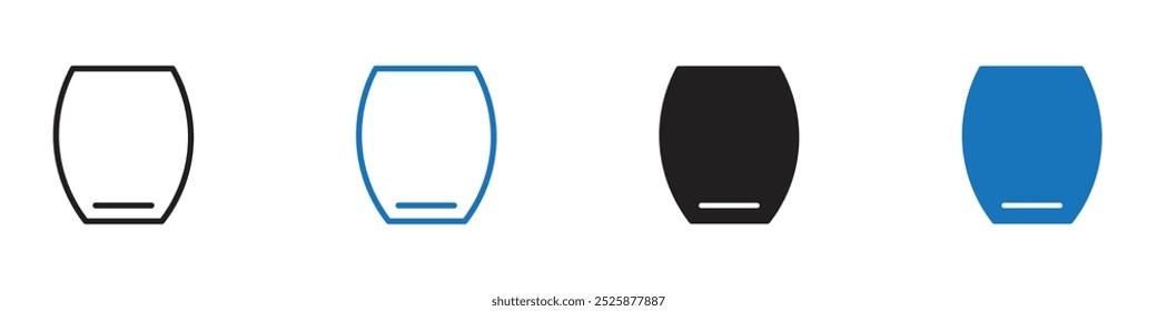 Conjunto de gráficos lineales de icono de vaso de vino sin tallo Vector en negro